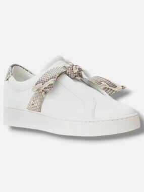Alexandre Birman Women's White Clarita Jungle Genuine Python Bow Sneaker Size 37